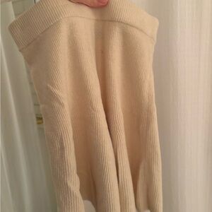 Cream Ribbed flare skirt